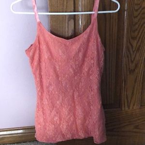 Coral lace tank top